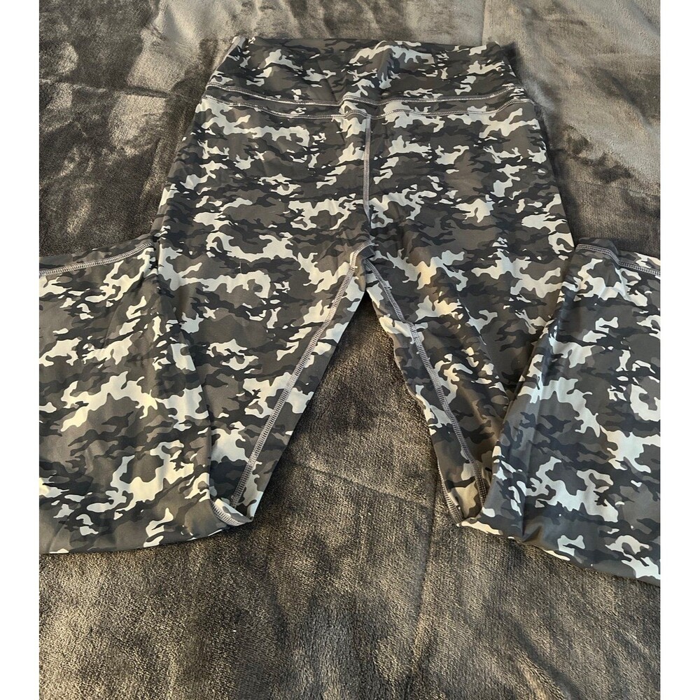 crz yoga leggings grey camo full length with pockets size 14 xl